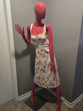NWT Floral White Fit And Flare Linen Blend Sundress - Sleeveless Summer Dress